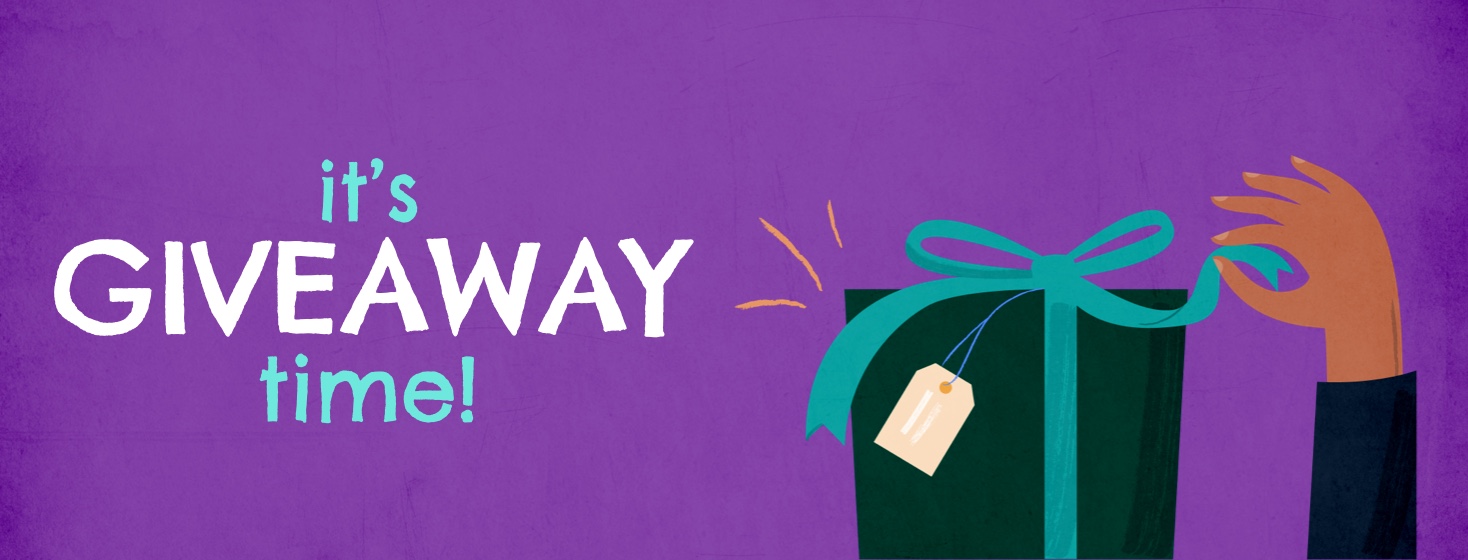 A hand pulling a ribbon on a gift box, it's giveaway time
