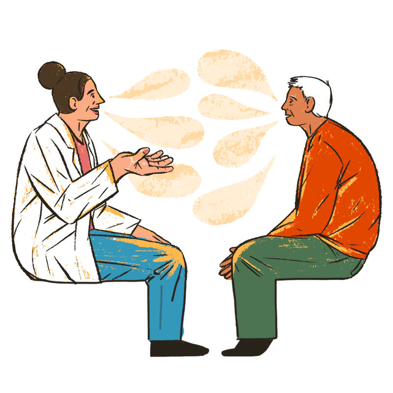 doctor and patient have an animated conversation